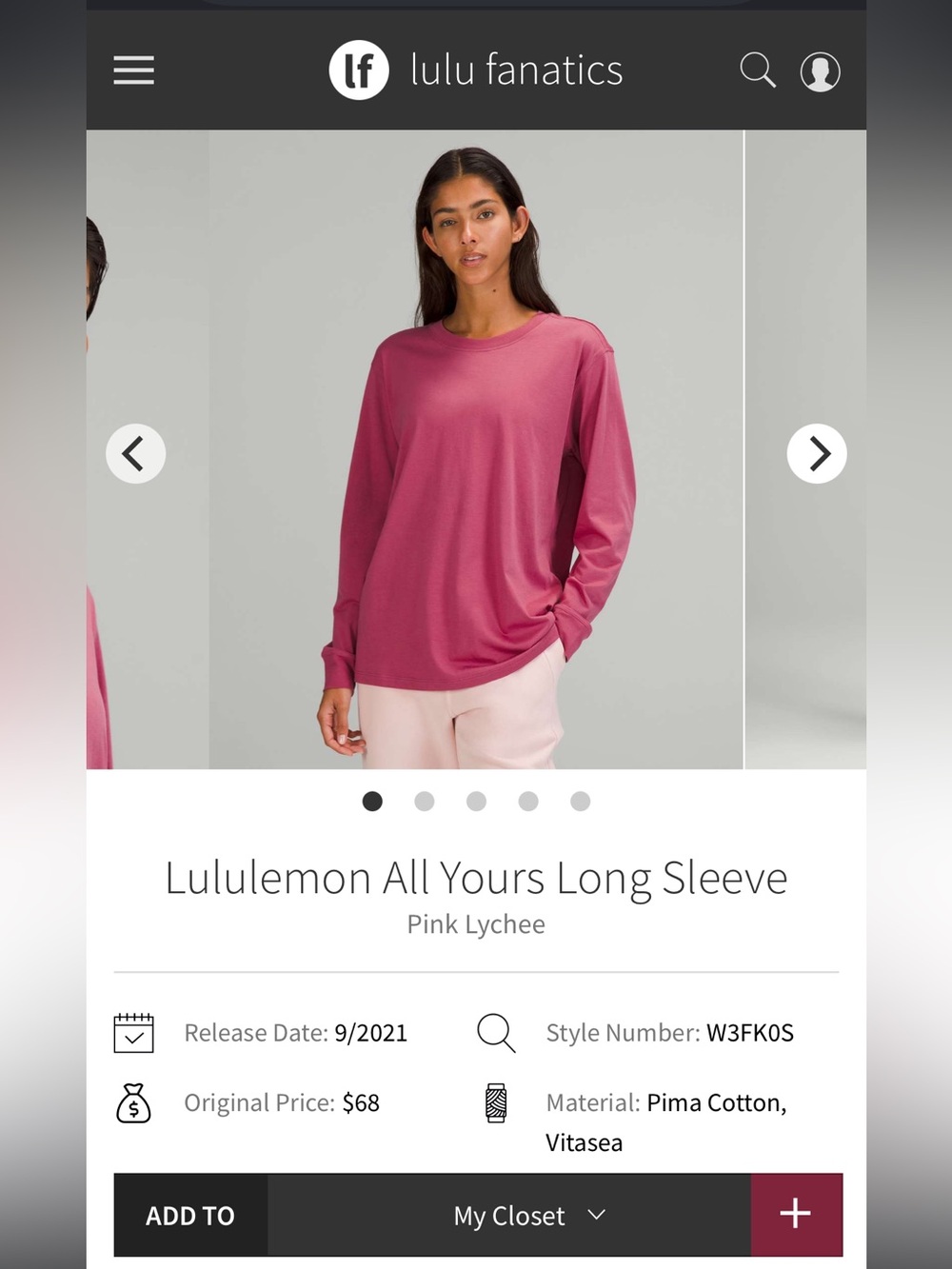 Lululemon All Yours Long Sleeve